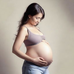 A realistic image of a pregnant girl