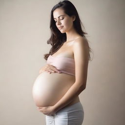 A realistic image of a pregnant girl