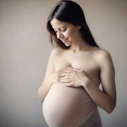 A realistic image of a pregnant girl