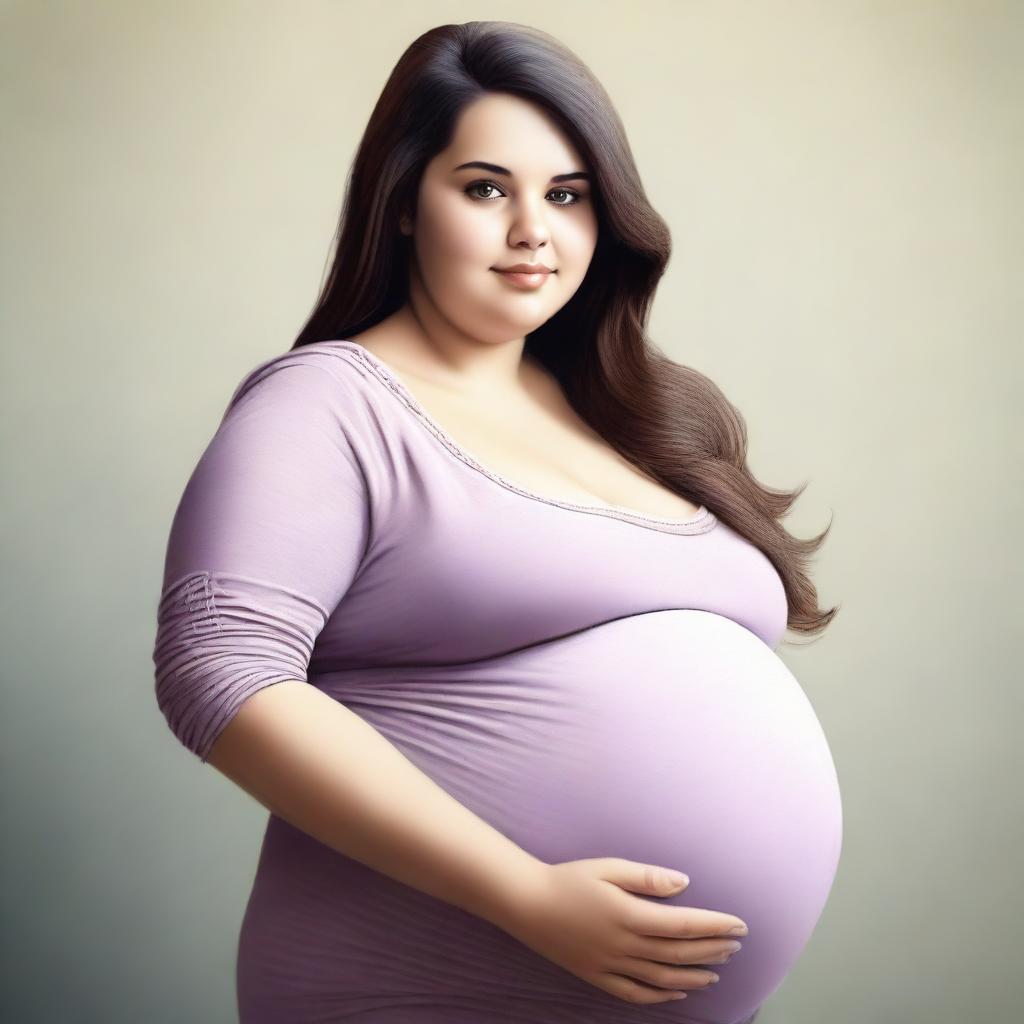 A realistic image of a pregnant plus-sized girl