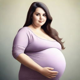 A realistic image of a pregnant plus-sized girl