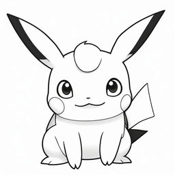 A detailed, black and white sketch of a lovable Pokemon, perfect for coloring activities