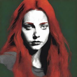 A detailed portrait of Ginger Fitzgerald, the main character from the 'Ginger Snaps' film series