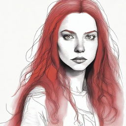 A detailed portrait of Ginger Fitzgerald, the main character from the 'Ginger Snaps' film series