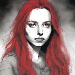 A detailed portrait of Ginger Fitzgerald, the main character from the 'Ginger Snaps' film series