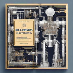 Create an engineering technical book cover for a book entitled 'MECHANISMS: SYNTHESIS AND ANALYSIS WITH APPLICATIONS IN ROBOTICS' by authors Daniel Martins and Estevan Hideki Murai