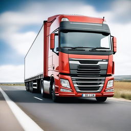 A heavy goods vehicle (HGV) driving on a highway