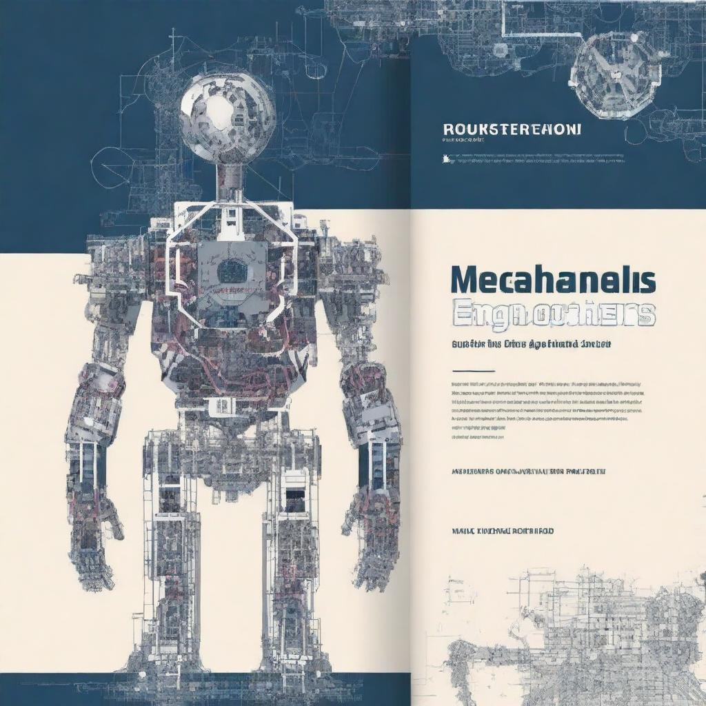 Create an engineering technical book cover for a book entitled 'MECHANISMS: SYNTHESIS AND ANALYSIS WITH APPLICATIONS IN ROBOTICS' by authors Daniel Martins and Estevan Hideki Murai