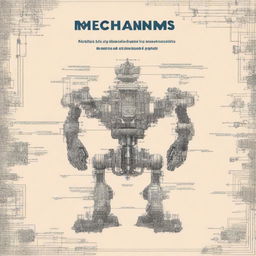 Create an engineering technical book cover for a book entitled 'MECHANISMS: SYNTHESIS AND ANALYSIS WITH APPLICATIONS IN ROBOTICS' by authors Daniel Martins and Estevan Hideki Murai