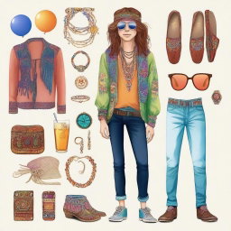 A stylish modern outfit for a hippy guy who is attending a party thrown by his classmates