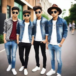 Stylish modern outfits for a teenage guy attending a party thrown by his classmates
