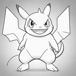 Create a line-art drawing of a supreme, powerful and fantastic Pokémon, ready to be colored.