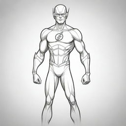 Create a unique and engaging line-art drawing of Flash, a superhero, suitable for coloring.