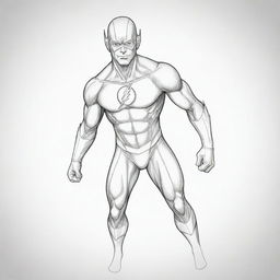 Create a unique and engaging line-art drawing of Flash, a superhero, suitable for coloring.