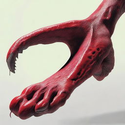 A detailed illustration of the birdlike foot of a dinosaur