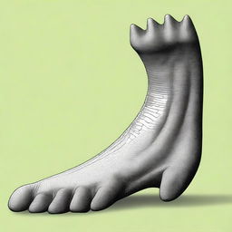 A detailed illustration of the birdlike foot of a dinosaur