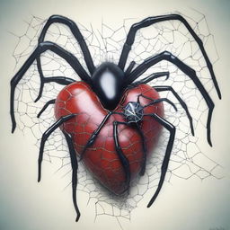 A heart filled with tiny, intricate spiders crawling within it