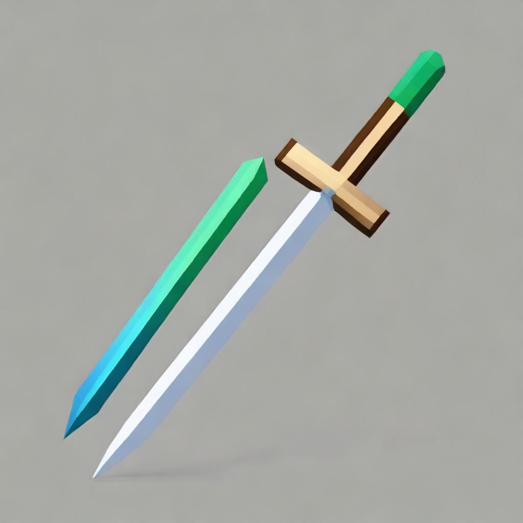 A pair of swords in the style of Minecraft