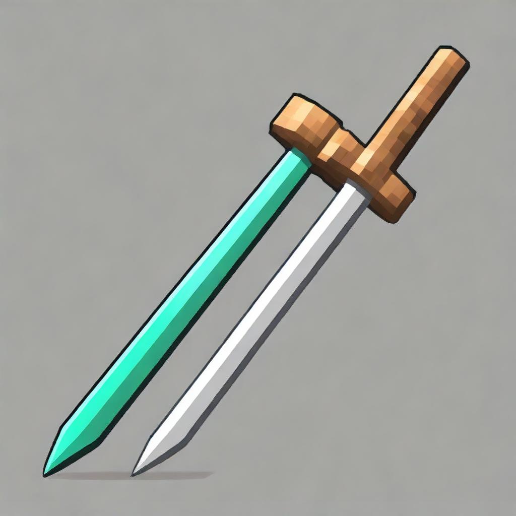 A pair of swords in the style of Minecraft