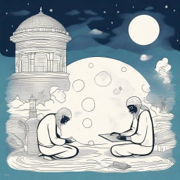 Create a minimalistic doodle illustration of devotees reaching out to Hindu God Ram with their problems