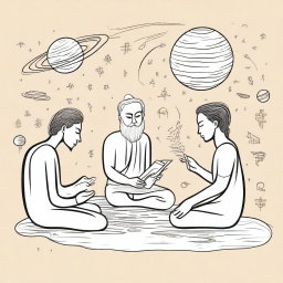 Create a minimalistic doodle illustration of devotees reaching out to Hindu God Ram with their problems