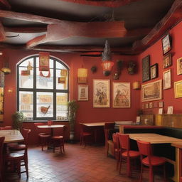 Create a design for a restaurant named 'El Quijote' with a theme of live music