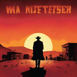 A movie poster featuring a lonesome wanderer in a western setting