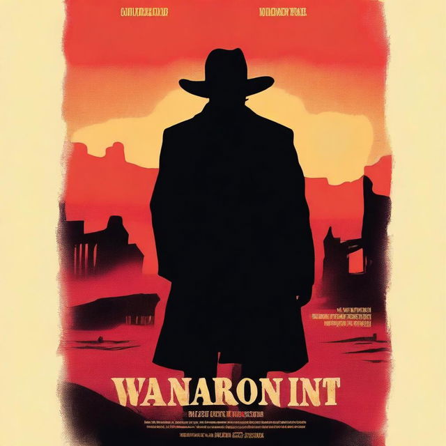 A movie poster featuring a lonesome wanderer in a western setting