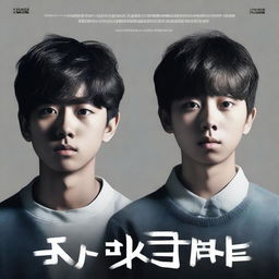 A movie poster for a show called 'We Are Monsters' featuring the faces of two South Korean teen boys