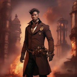 A male nurse in a steampunk style, rising from the ashes