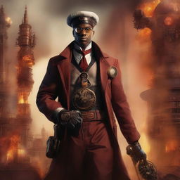 A male nurse in a steampunk style, rising from the ashes