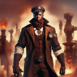 A male nurse in a steampunk style, rising from the ashes