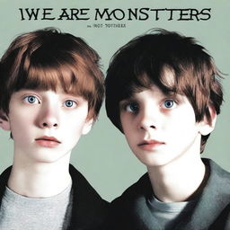 A movie poster for a show called 'We Are Monsters' featuring the faces of two English teen boys