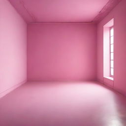 An image of an empty room with walls, floor, and ceiling all painted in various shades of pink