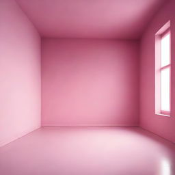 An image of an empty room with walls, floor, and ceiling all painted in various shades of pink