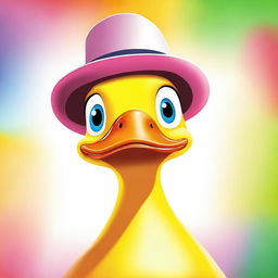 A humorous and cartoonish duck with exaggerated features, such as a large beak and big, expressive eyes