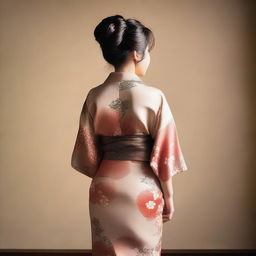 A Japanese woman with a large backside, standing confidently