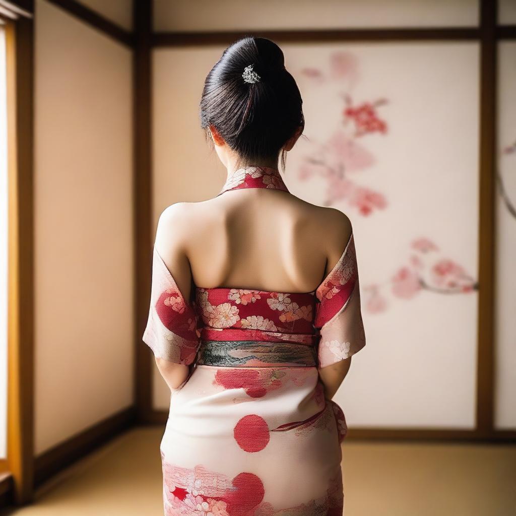 A Japanese woman with a large backside, standing confidently