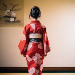 A Japanese woman with a large backside, standing confidently