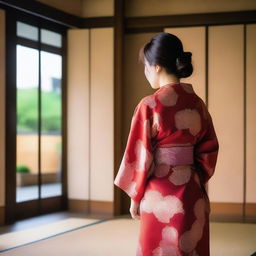 A Japanese woman with a large backside, standing confidently