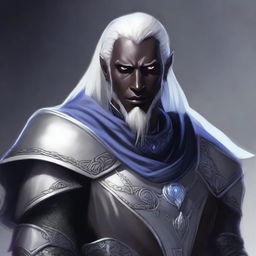 A male Drow cleric of light wearing medium armor