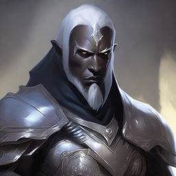 A male Drow cleric of light wearing medium armor