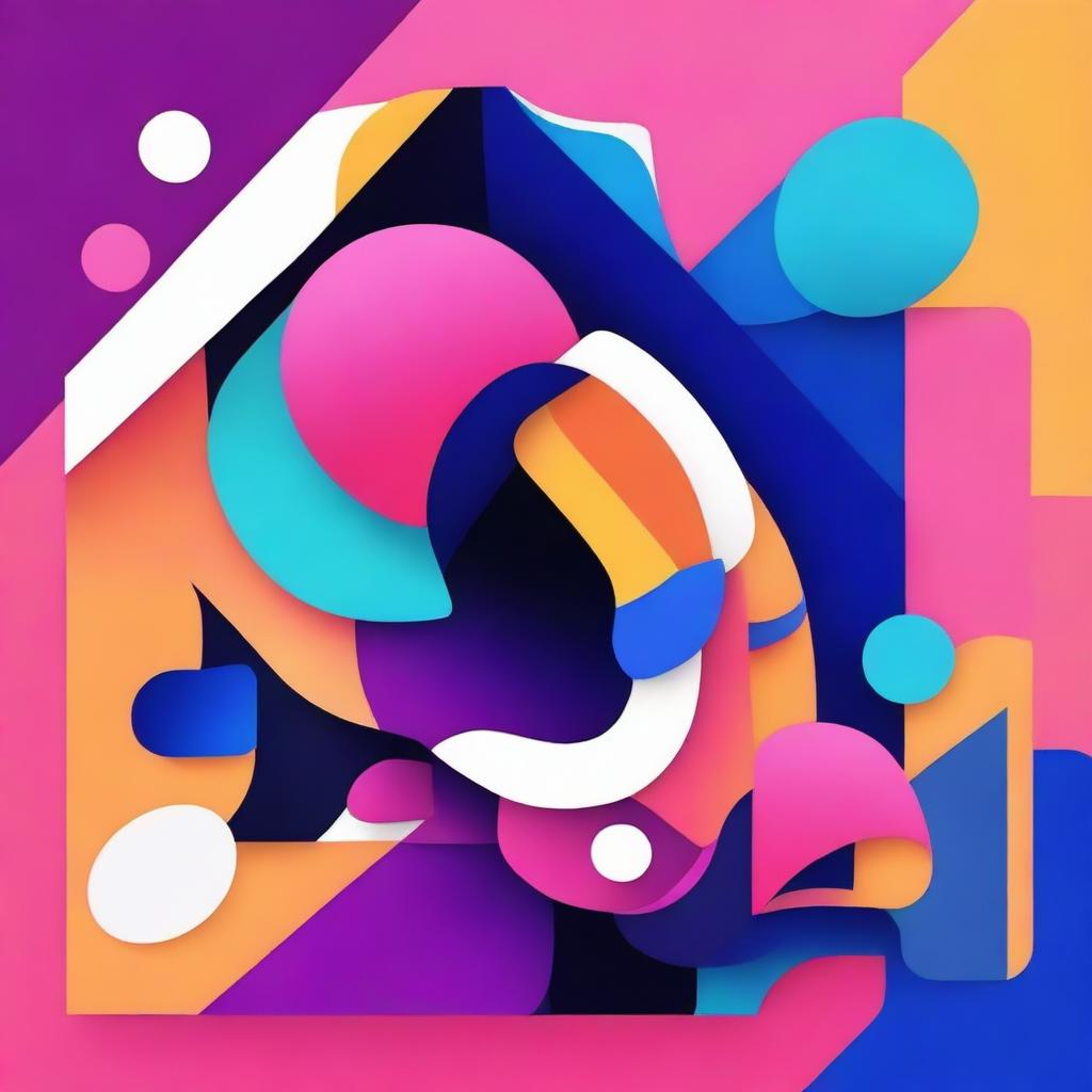 Create an album cover with a vibrant and abstract design, featuring bold colors and dynamic shapes