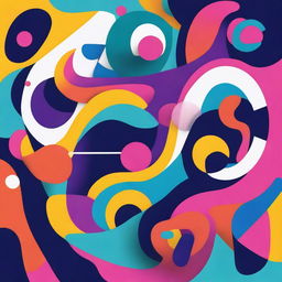 Create an album cover with a vibrant and abstract design, featuring bold colors and dynamic shapes