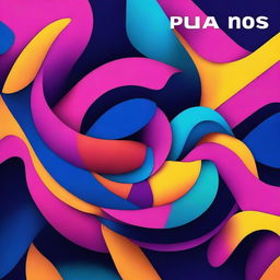 Create an album cover with a vibrant and abstract design, featuring bold colors and dynamic shapes