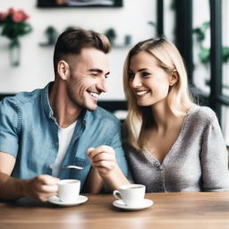 A man uses a coupon on a first coffee date, and the woman is impressed by his frugality