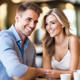 A man uses a coupon on a first date with a woman who has a confident and charming presence