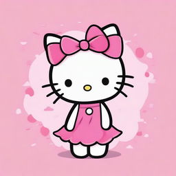 Create an image of Hello Kitty looking cute, wearing a pink dress and a septum piercing