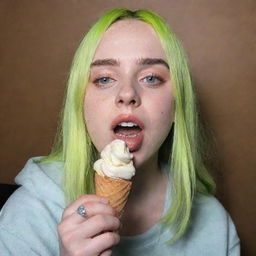 Billie Eilish enjoying a delicious cone of ice cream