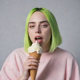 Billie Eilish enjoying a delicious cone of ice cream